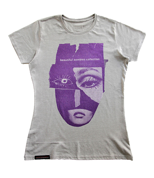 T-Shirt mit Masken-Aufdruck in grau aus der Beautiful Zombies Collection