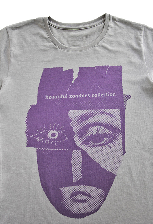 T-shirt zombies collection druck violett Maskenansicht